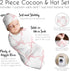 Set, Sweet Jojo Designs Baby Cocoon Swaddle & Beanie (Pink Bows) for Girls, Infant/Newborn Wearable Blanket Jersey
