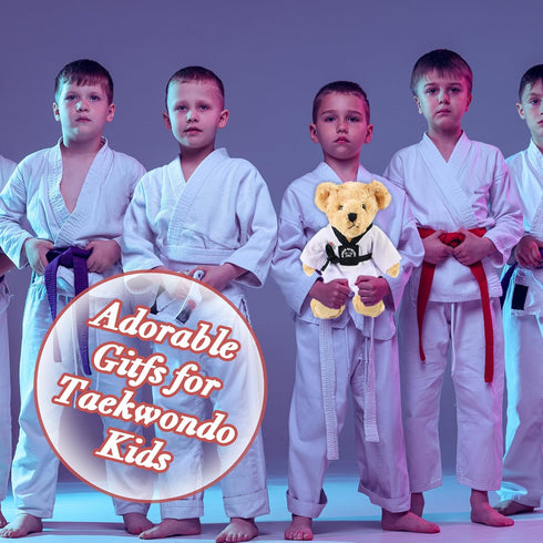Houwsbaby Taekwondo Teddy Bear Stuffed Animal, Adorable Karate Bear Plush Toy for Kids, 8''