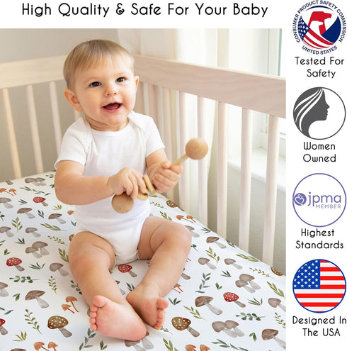 Sweet Jojo Designs Fitted Baby Crib Sheets (Woodland Mushroom) for Boys or Girls, Infant Nursery, Toddler Room