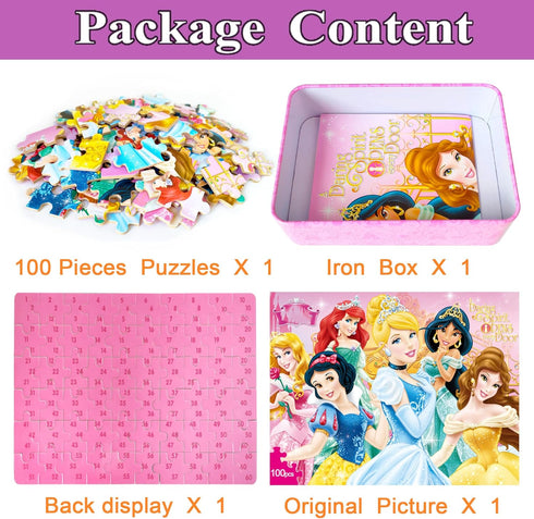 Puzzles for Kids Ages 4-8 - 100 Pieces Jigsaw Puzzles for Boys and Girls in Metal Box