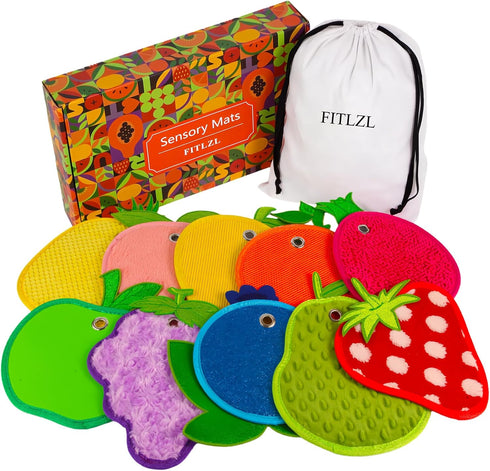 FITLZL Sensory Mats, Fruit Shaped, Assorted Textured Sensory Tiles for Kids and Autistic