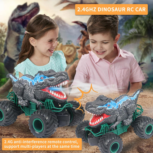 2.4GHz 3 4 5 6 7 8-12 Dinosaur Remote Control Car, RC Mega Monster Truck Toys for Toddlers, Dinosaur Toys with Light