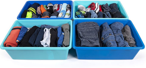 Humble Crew Toy Storage Bins for Kids, Set of 4, Navy/Teal, Large Plastic Storage Bins