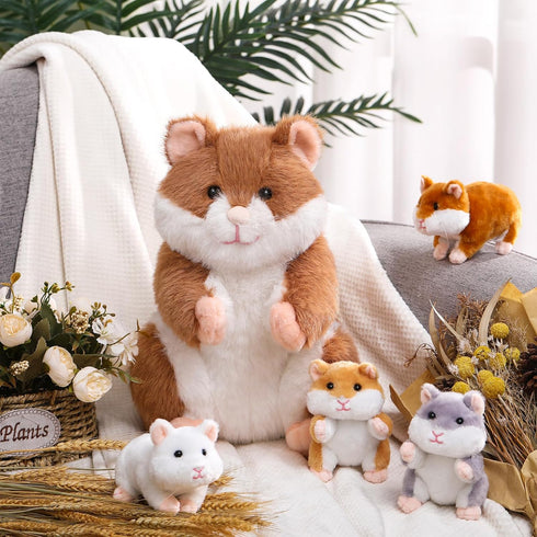5 Set 14 Inch Mommy 4 Deekin Pcs Hamster Stuffed Animal Hamster with Cuddly Plush Babies in Belly Cute Plush Toys Gifts