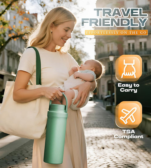 22oz 24-Hour 360 2 Breast Milk Cooler Bottle for Travel & Outdoor Use, Portable Breastmilk Chiller with Cooling, Larger