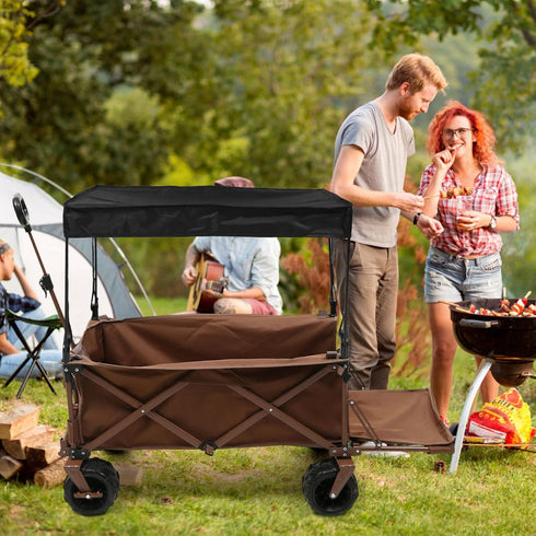 Setup Portable Folding Wagon Canopy Sunshade for Outdoor Activities Family-Friendly Utility Cart for Picnics Camping