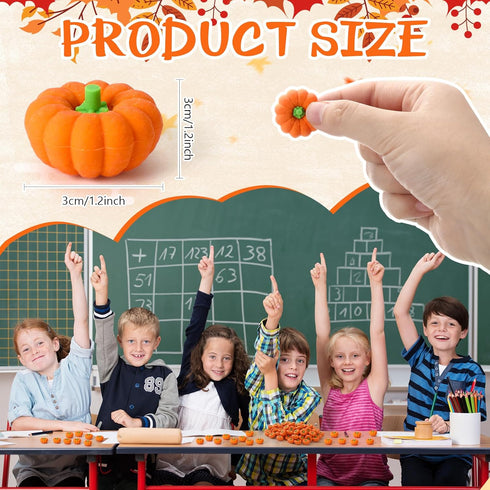 Pumpkin Erasers Bulk Fall Mini 3D Novelty Party Pencil Erasers for Autumn Halloween Party Favors