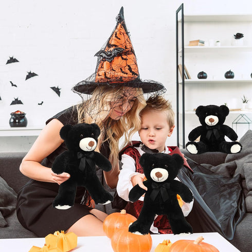 6 10 Inch Aoriher Pieces Black Bear Bulk Stuffed Animal Baby Shower Soft Cute Bear Plush Toys Sleeping and Playing Baby