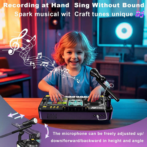 Microphone,Bluetooth,8 Set 3 4 5 6 7 8+ RedCrab Kids DJ Mixer Table with Piano Keys, LED Lights, Interactive Music Toy