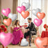 KatchOn Pack of 12 Rose Gold, White Pink Heart Balloons - 18 Inch Heart Shaped Balloons for Love Decorations