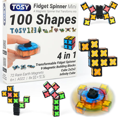 TOSY Magnet Fidget Spinner Mini - 8 Blocks, 3 in 1 Toy: