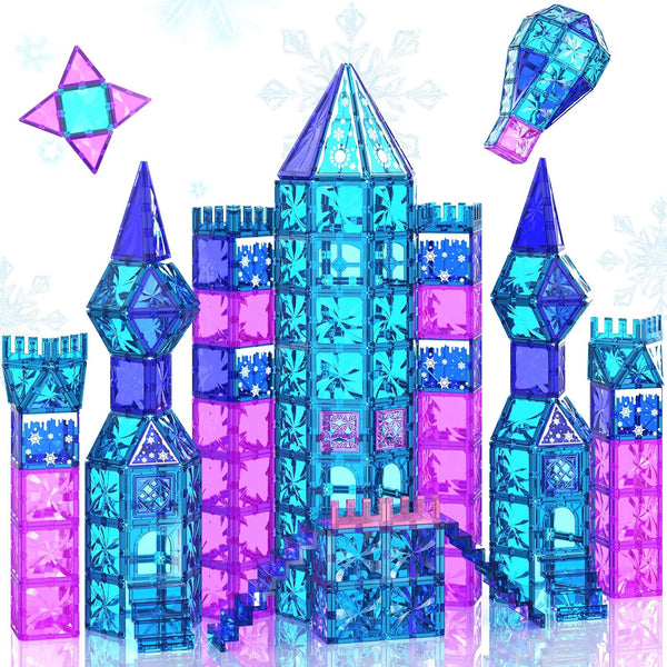 Paaxido Magnetic Tiles, 102 Pieces Diamond Magnetic Building Blocks for Girls, Princess