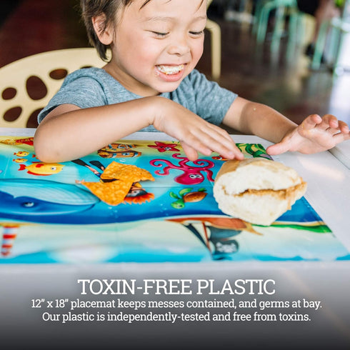 40 Pack Disposable Placemats for Baby, 12" x 18" Sticky Kids Eating Mat, Toddler Place mat for Restaurants