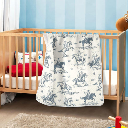 Mazeann 30x40in Cowboys Horse Western Baby Blankets Soft Warm Crib Stroller Blanket for Toddler Newborn Girls Boys