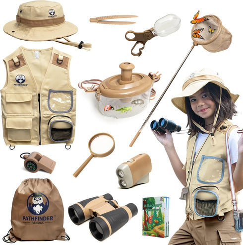 PATHFINDER PANDAS Kids Explorer Kit with Safari Vest, Hat & More - Kids Bug