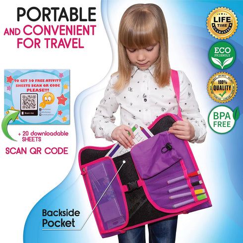 Kids Travel Tray, Waterproof Car Tray for Kids, Lap Desk with Storage for Toddler Travel