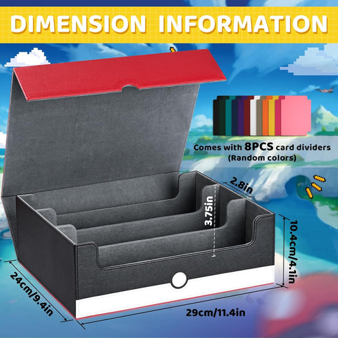 Card Storage Box for Trading Cards, 1800+ PU Leather Commander Card Deck Case, Magnetic Closure for Magic Cards