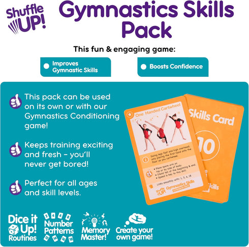 Pack 22 Shuffle Up Gymnastics Games Skills - Family Games with New Fun & Active Skills Cards for Kids, Gymnastics