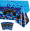 PHOGARY 3 Pack Blue Video Game Tablecloth - Geek Theme Birthday Party Decorations Supplies for Kids Player, 108 x 54
