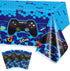 PHOGARY 3 Pack Blue Video Game Tablecloth - Geek Theme Birthday Party Decorations Supplies for Kids Player, 108 x 54
