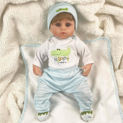 16" Set 3 Realistic Reborn Dolls Boy, Lifelike Silicone Vinyl Baby Realistic Baby Dolls Toys Looks Real with Weighted
