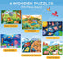 BenBen Wooden Puzzles for Kids Ages 3-5, 6 Pack 24 Piece Toddler Puzzle for Boys and Girls