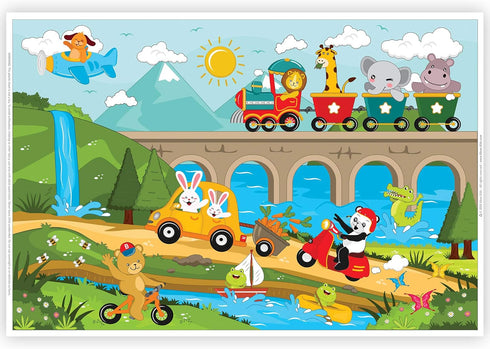 Klean Kids Disposable Placemats for Baby, 40 Pack Sticky Toddler Placemat for Restaurants, Fun Design for Dining