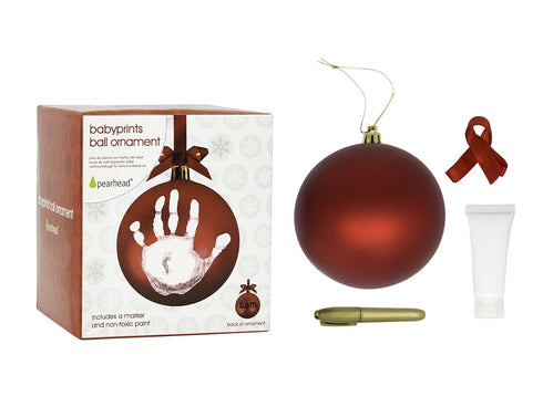 Pearhead Red Handprint Ball Ornament, DIY Baby Hand or Footprint Holiday Keepsake