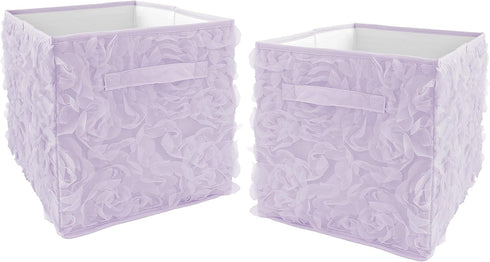 Sweet Jojo Designs Purple Floral Rose Foldable Fabric Storage Cube Bins Boxes