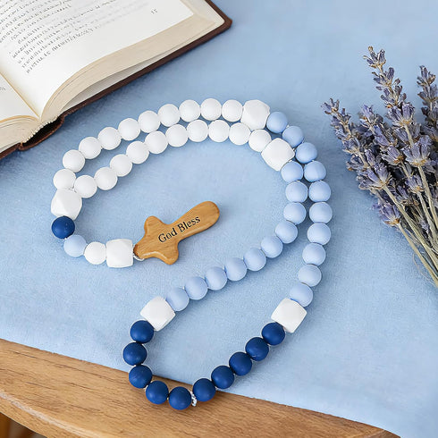 DGB Communion Silicone Baby Rosary with Cross, Baptism Gift Baby Rosary Teether for Boy Girl Kids, My First Rosary