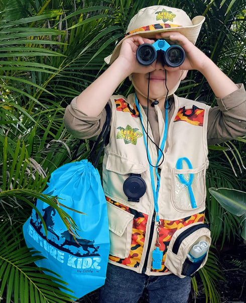 Adventure Kidz Outdoor Exploration Kit - Children’s Toy Binoculars, Torch, Compass, Whistle, Magnifying Glass, Backpack