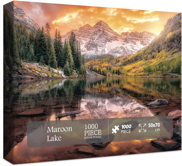 Nature Puzzle for Adults 1000 Piece Mountain Lake Landscape Scenery Jigsaw Puzzles, Maroon Lake Scenic