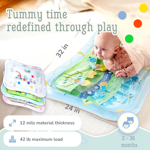 Tummy Tummy Time Water Mat for Babies XXL Sensory Baby Water Play Mat Award-Winning Infant Activity Mat for Motor