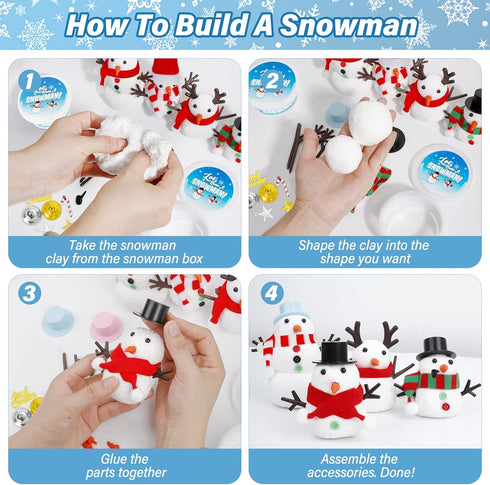 30 Pack Snowman Kit - Build a Snowman Kit DIY Christmas Craft Gifts - Creative Air Dry Clay Modeling Crafts Kit