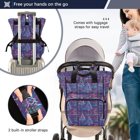 SUABO Backpack Tree Grid Pattern Baby Diaper Bag Large Bag Waterproof Travel Diaper Bags for Moms and Dads