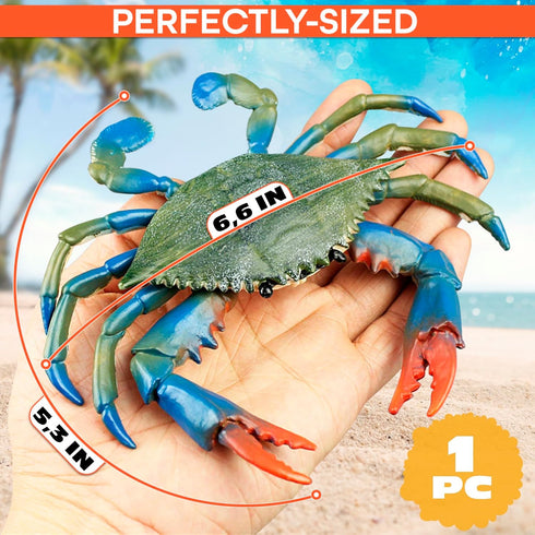 Blue Crab TiKi Bar Nursery, Realistic Plastic Crab Bath Toy, Ocean Sea Animals Figures, Pool Toys for Beach
