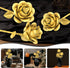 QIFUN Set 3 Gold Roses Flower Building - Roses Bouquet Botanical Building Blocks for Adult, Home Decor Romantic