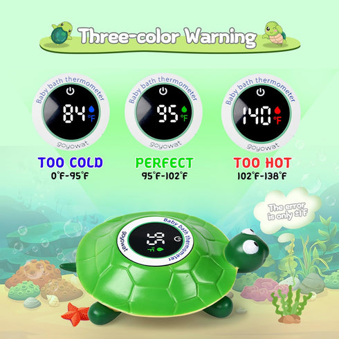toy-2-in-1color Baby Bathtub Thermometer with LED Display Screen+Floating Turtle Coded Alarm (Cold/Comfortable/hot)