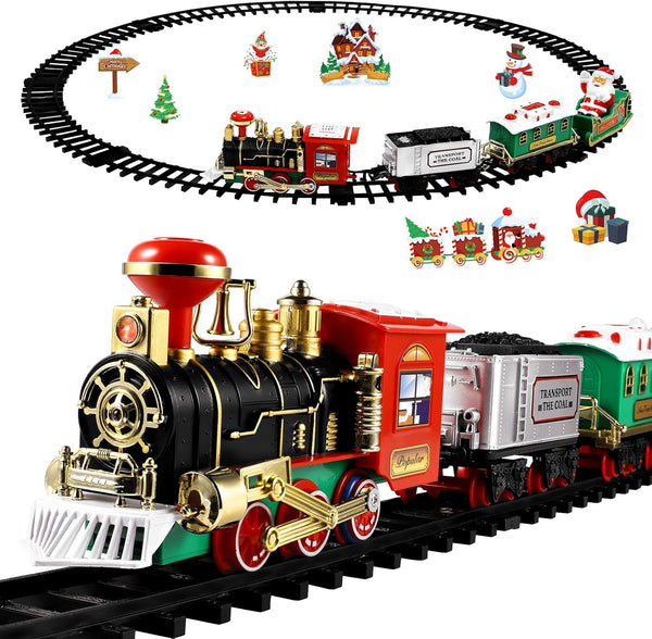Toyvian Christmas Railway Train Set with 47.2" Railway Track & 4 Cars