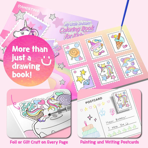 Set 3-8, AMOTING Paint with Water Coloring Books for Toddlers, Mess Free Watercolor Painting for Kids Ages Art Craft