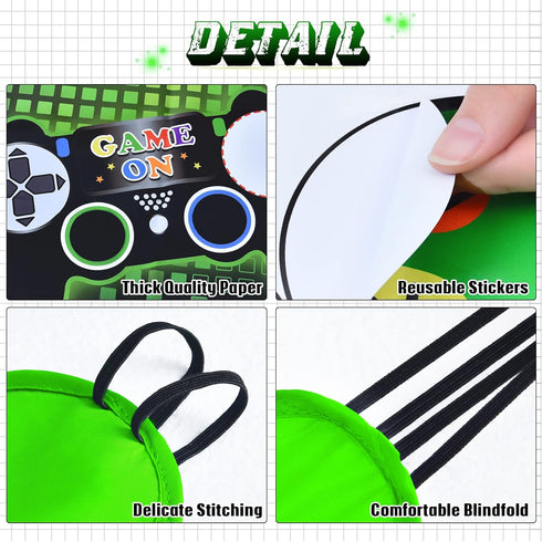 WERNNSAI Pin The Button on The Video Game Party Game: Video Game Party Supplies for Kids, 21" x 28" Game Poster with 24