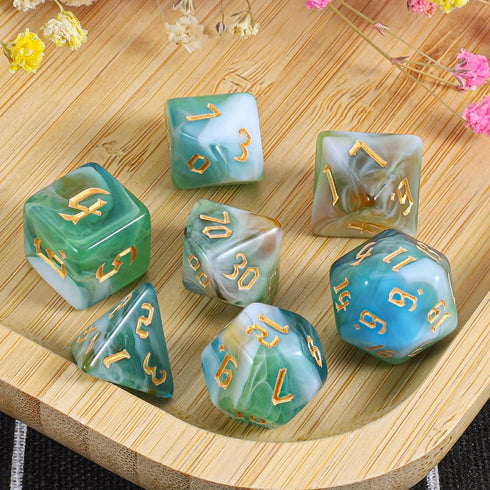 Set CiaraQ DND Polyhedral Dice with Dice Bag for Dungeons and Dragons RPG MTG Role Playing Table Games (Green Mixed