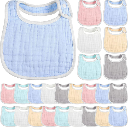 Yahenda 24 Pcs Muslin Baby Bibs Bandana Drool Bibs for Unisex Boys