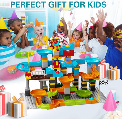 JIXIn 3in1 Marble Runs for Kids 4-8, Building Blocks Compatible with LEGO DUPLOS, 164 Pcs Classic Big Block