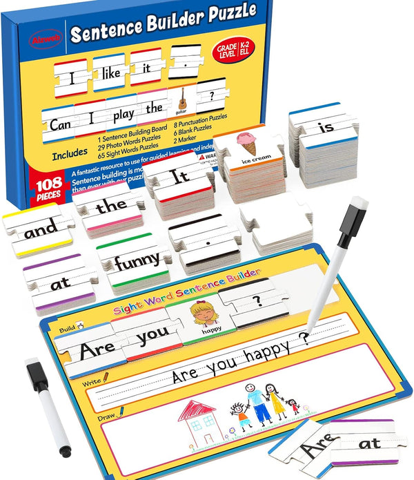 Aizweb Sentence Building Games,Sight Word Puzzles for Kids Kindergarten 1st 2nd Grade
