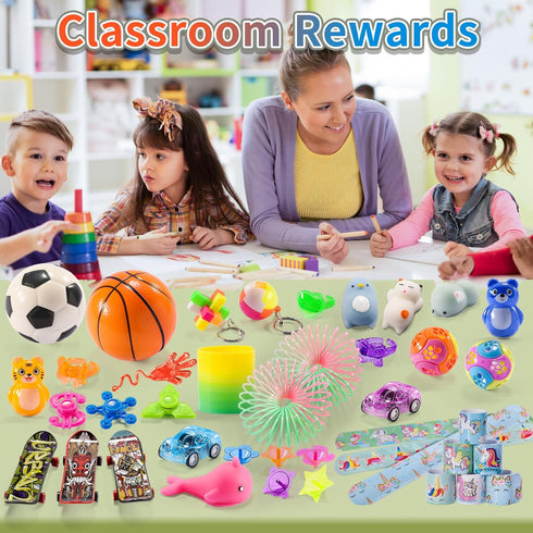 57PCS 8-12 4-8 3-5 Treasure Chest for Kids Small Prizes Party Favors for Kids Rewards, Treasure Box Fidget Toys