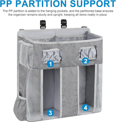 Accmor Changing Table Diaper Organizer, Hanging Diaper Caddy Organizer Stacker for Cribs Changing Table Playard Wall