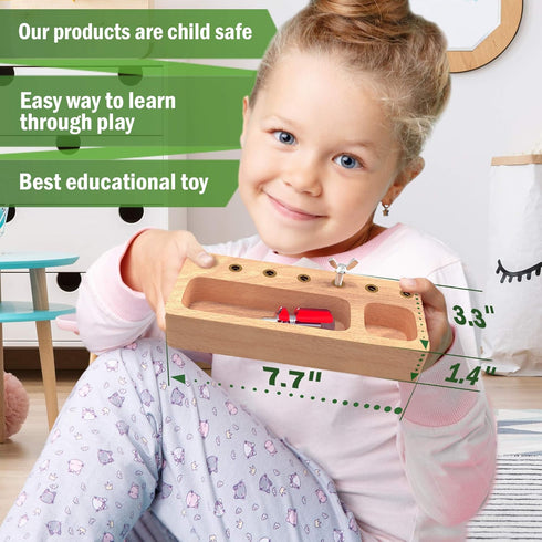 Panda Brothers Montessori Screwdriver Board Set, Wooden Toys for 4 Year Old Kids, Sensory Bin Fine Motor Skills