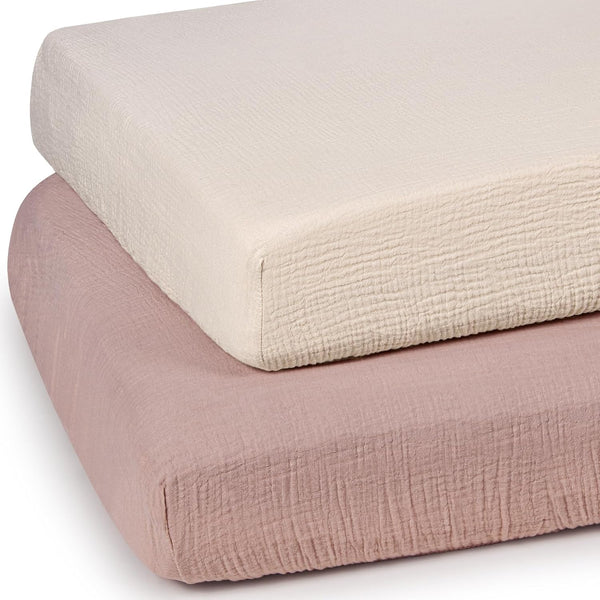lulumoon Mini Crib Sheets Muslin: Soft Cotton Fitted Mini Crib Mattress Sheets