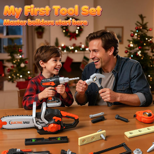 Set 56 Set 3-5 Kids Tool Toys, Pcs Toddler Tool with Toy Chainsaw & Electronic Drill,Vest, Pretend Play Kids